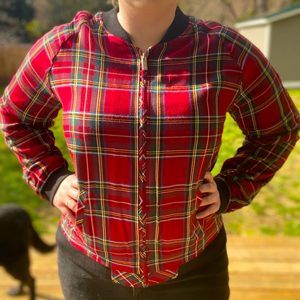 NWT Plaid Zip Up Jacket